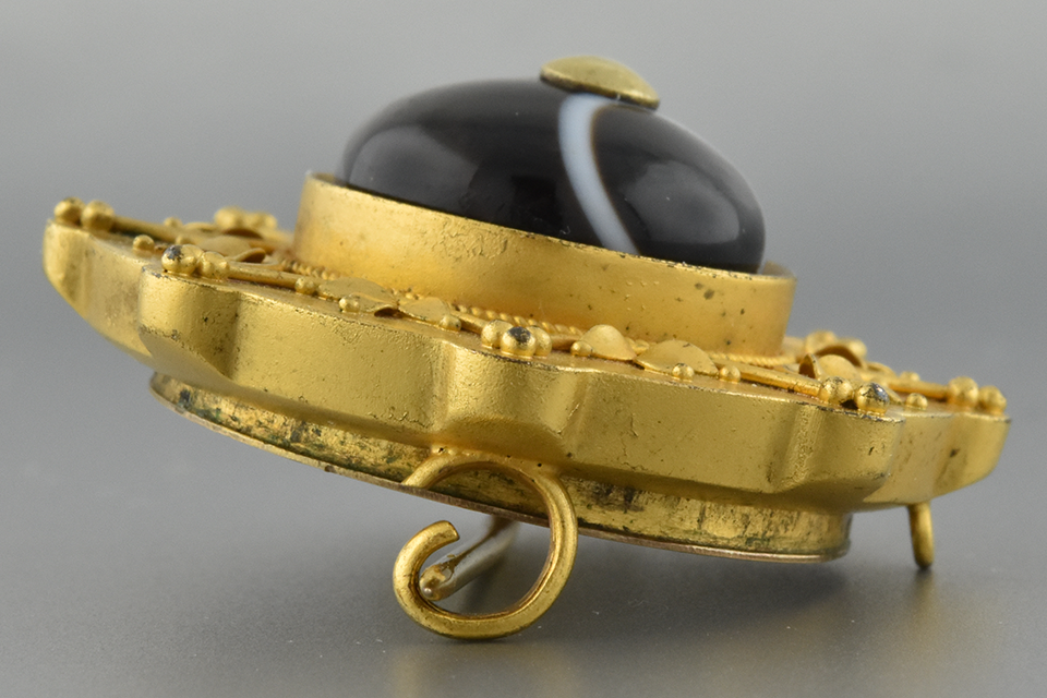 Item #2394 Victorian Agate brooch with Hair Receiver