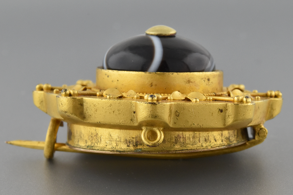 Item #2394 Victorian Agate brooch with Hair Receiver