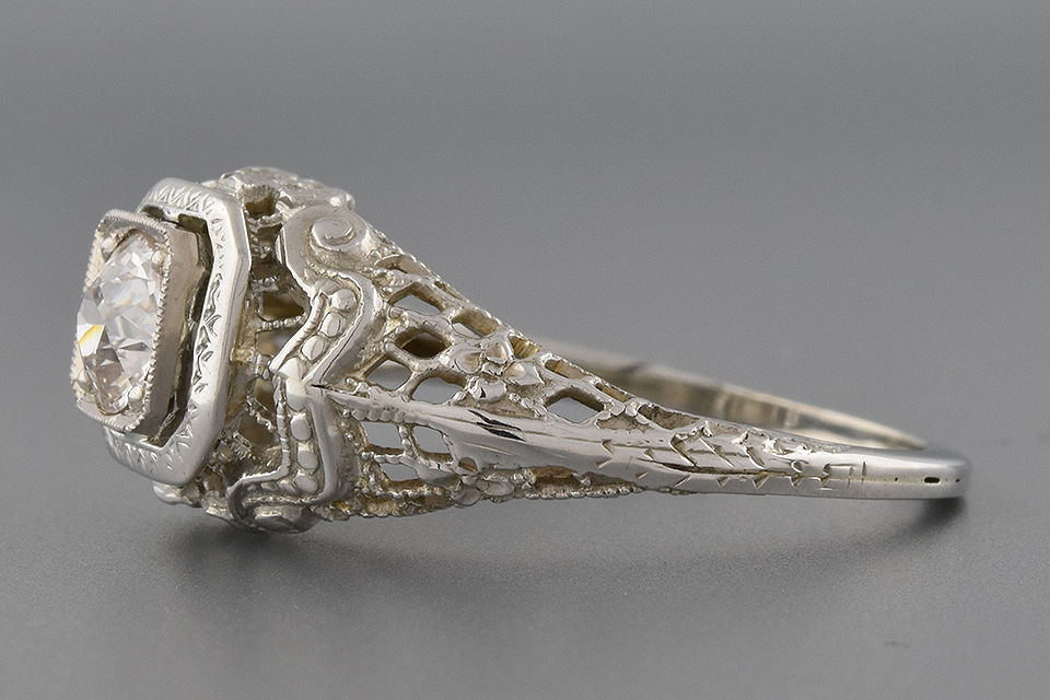 Item #2398 Vintage Filigree Diamond Engagement Ring