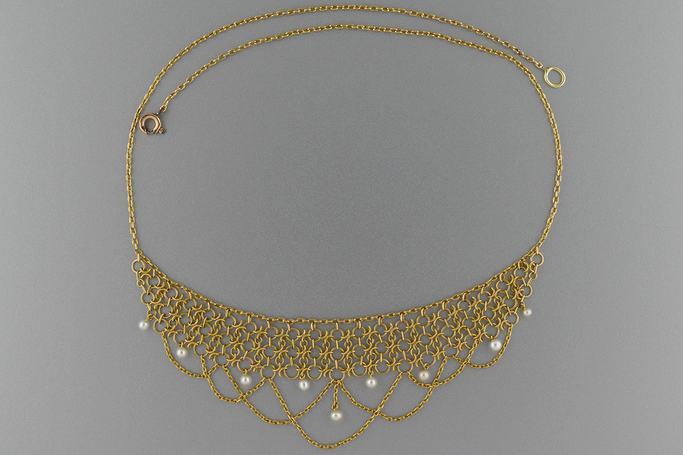 Item #4409 Victorian Pearl Bib Necklace