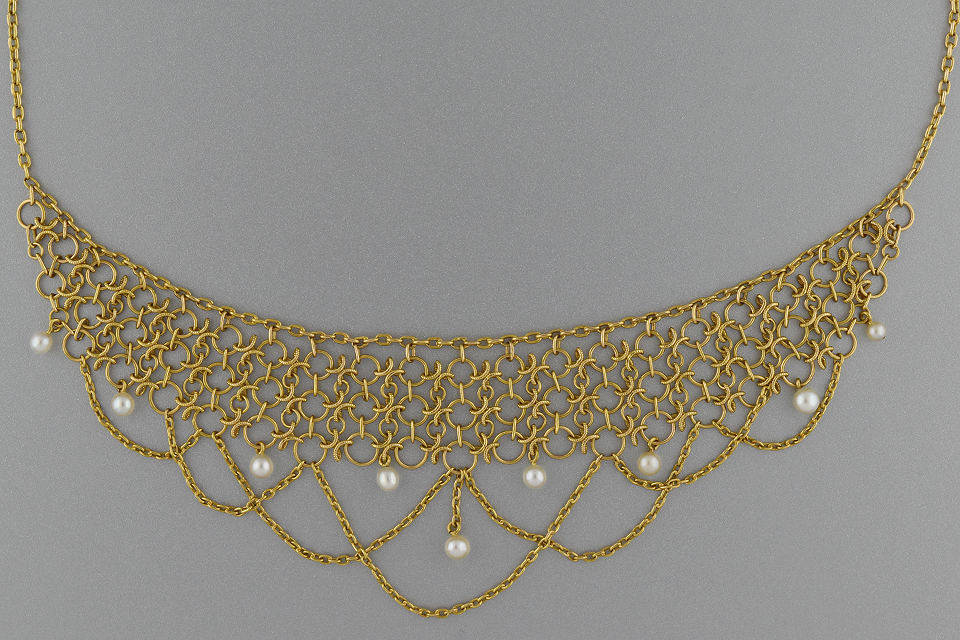 Item #4409 Victorian Pearl Bib Necklace