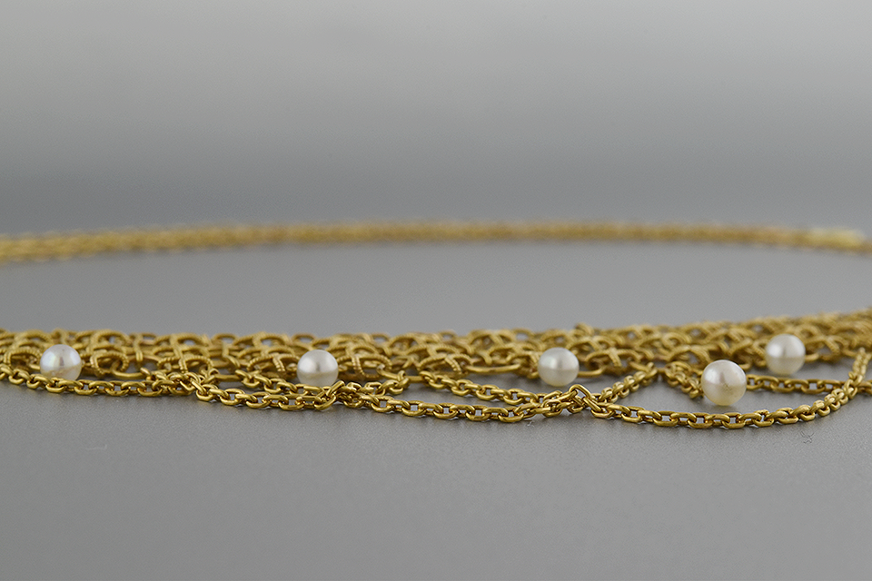 Item #4409 Victorian Pearl Bib Necklace