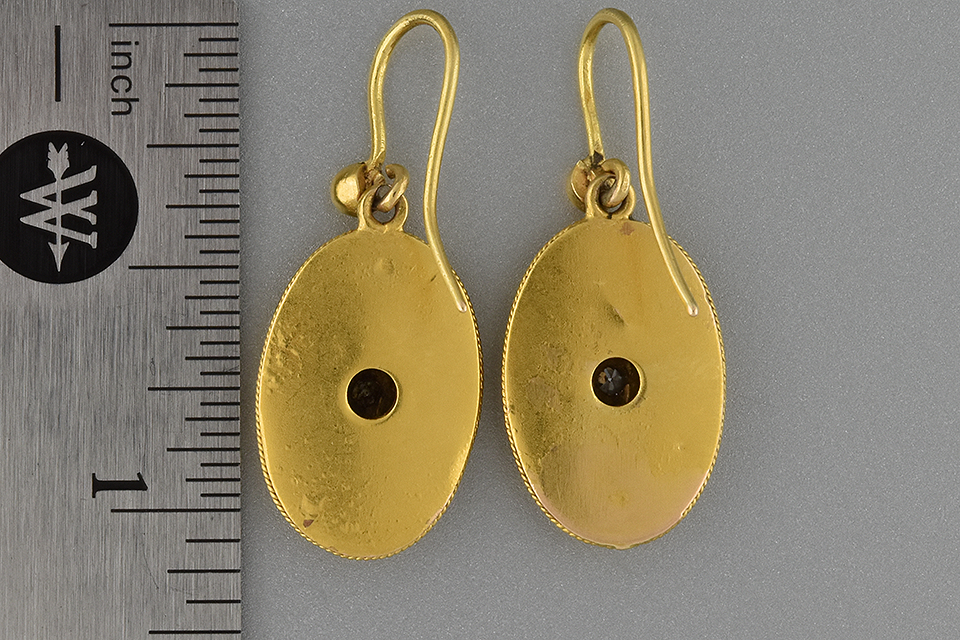 Item #1612 Etruscan Revival Diamond Dangle Earrings