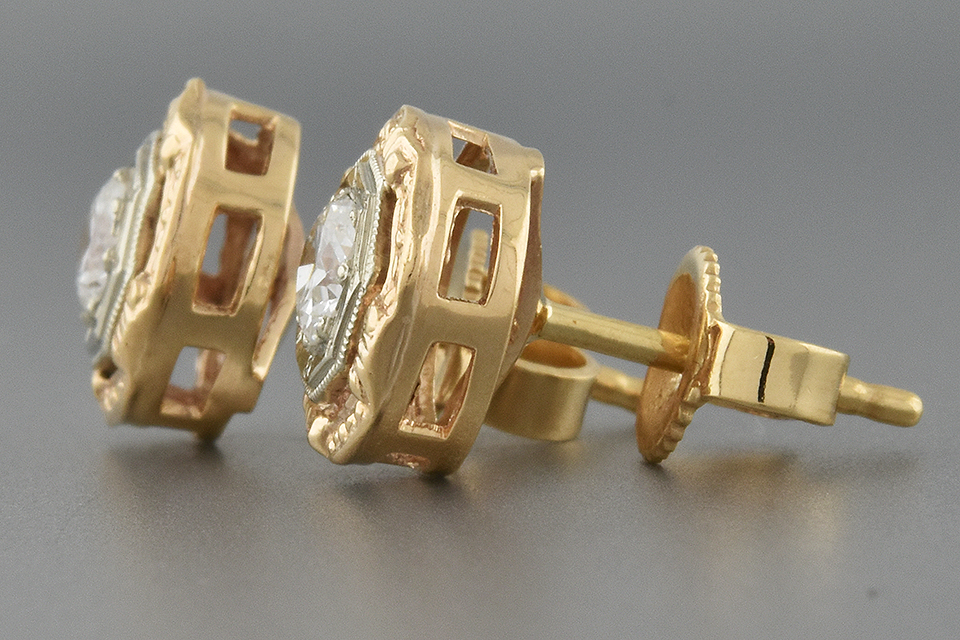 Item #2404 Mid Century Diamond Octagon Shape Earrings