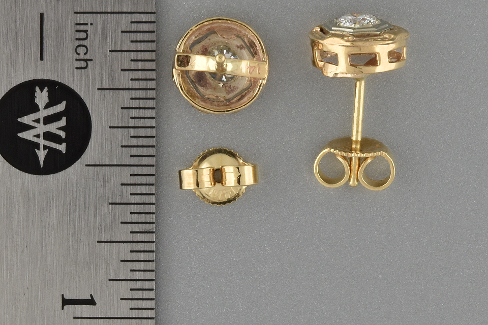 Item #2404 Mid Century Diamond Octagon Shape Earrings