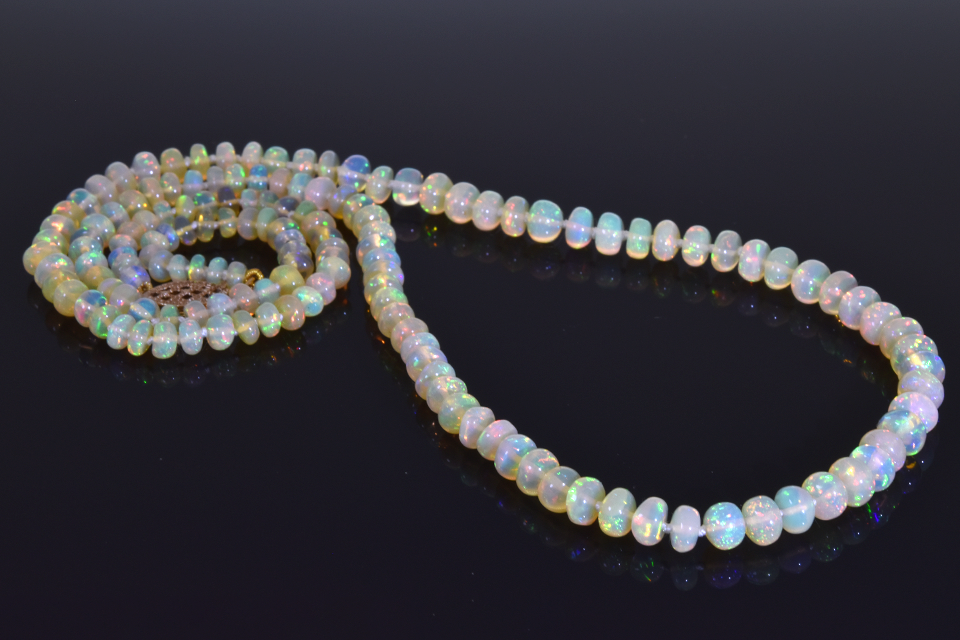 Item #1709 Strand of Vibrant Crystal Opal Roundel Beads 1709