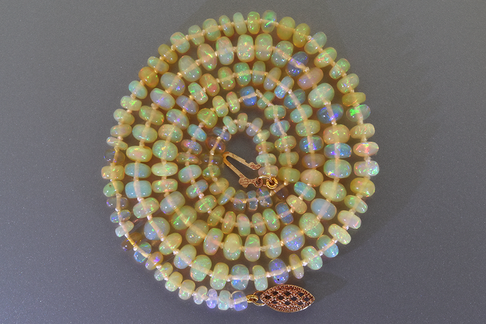Item #1709 Strand of Vibrant Crystal Opal Roundel Beads