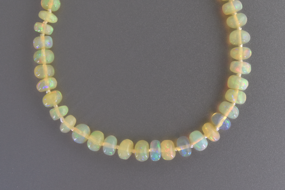 Item #1709 Strand of Vibrant Crystal Opal Roundel Beads