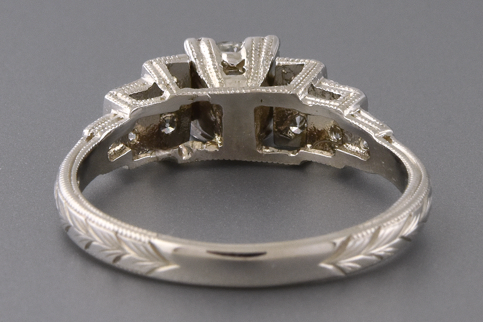 Item #5846 Hand Engraved Vintage Diamond Engagement Ring