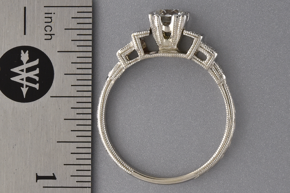 Item #5846 Hand Engraved Vintage Diamond Engagement Ring