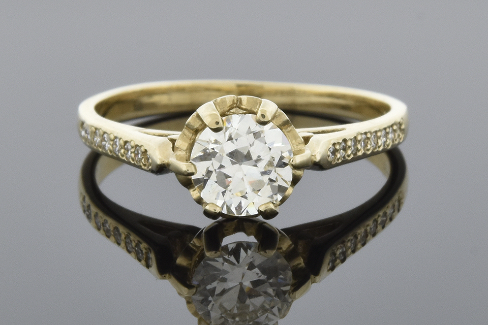 Item #5837 Vintage Buttercup Setting Diamond Engagement Ring 5837