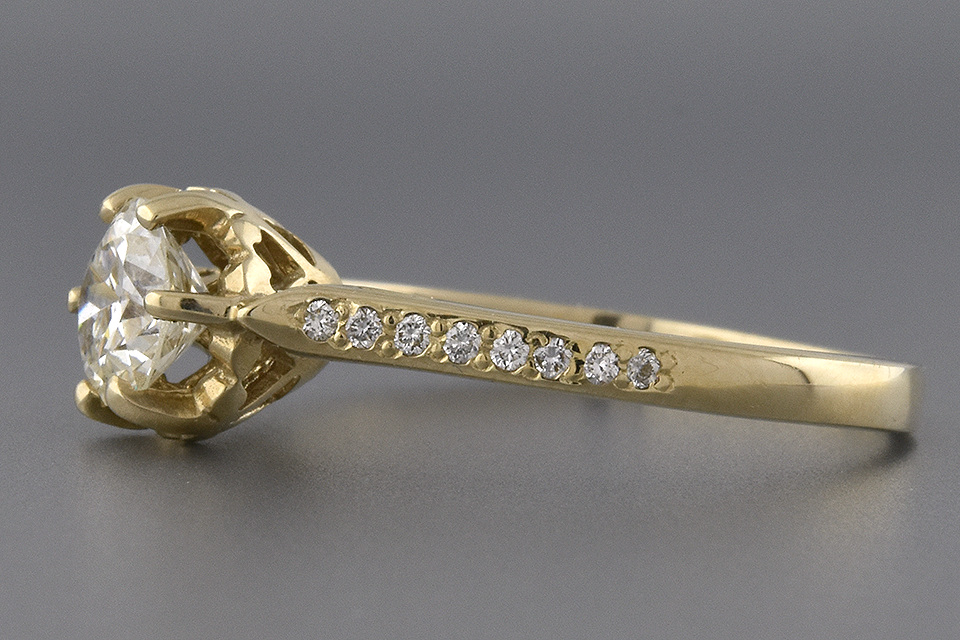 Vintage Buttercup Setting Diamond Engagement Ring