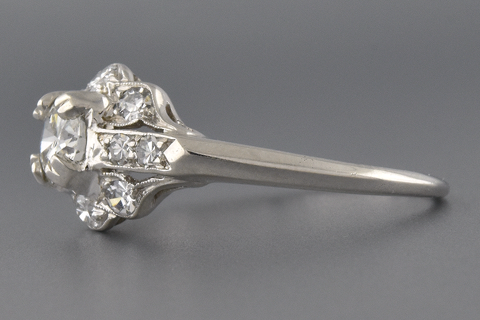 Item #6593 Art Deco Diamond Ring with Subtle Scallop Design