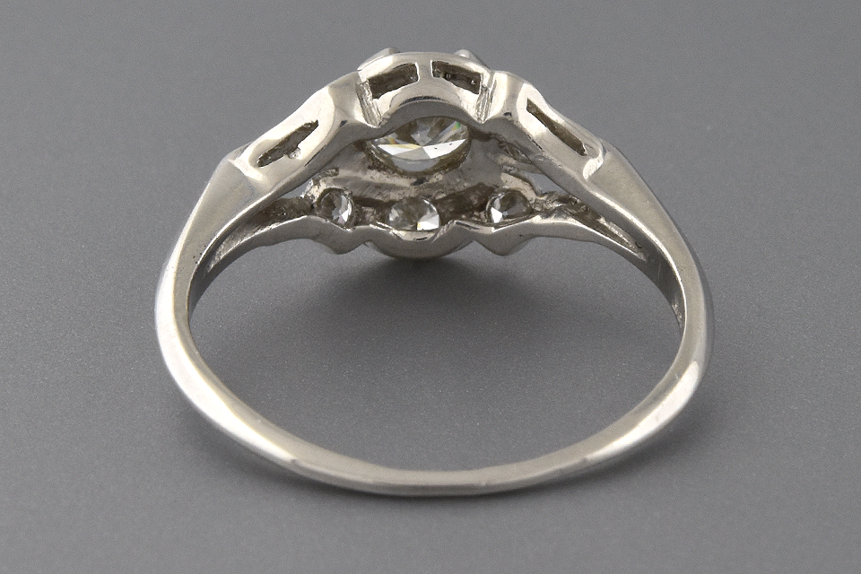Item #6593 Art Deco Diamond Ring with Subtle Scallop Design