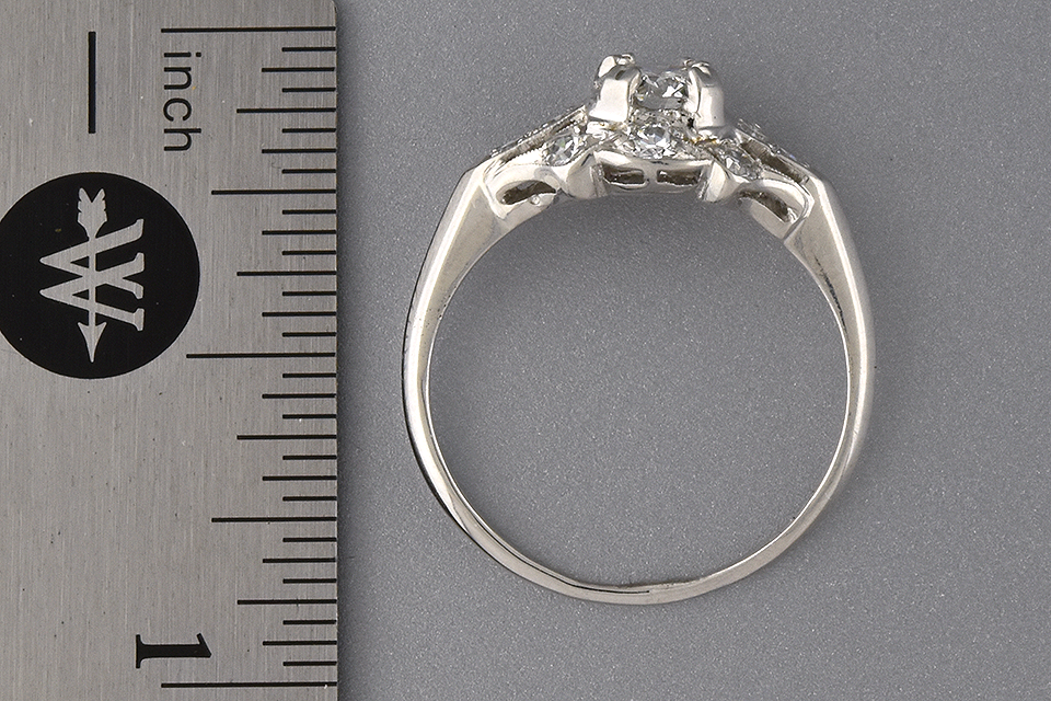 Item #6593 Art Deco Diamond Ring with Subtle Scallop Design