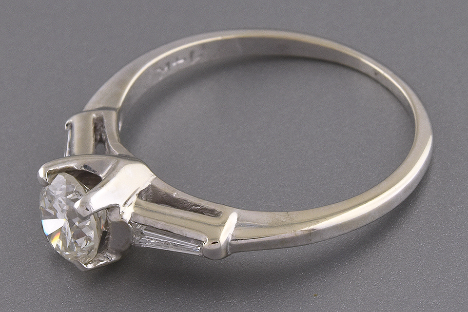 Item #5836 Classic Engagement Ring with a Baguette on Either Side