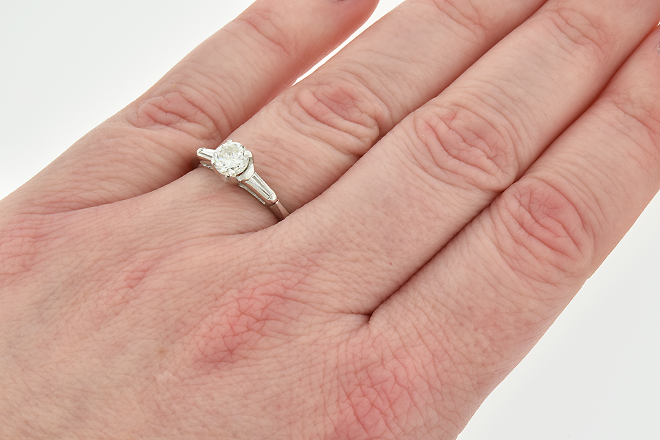 Item #5836 Classic Engagement Ring with a Baguette on Either Side