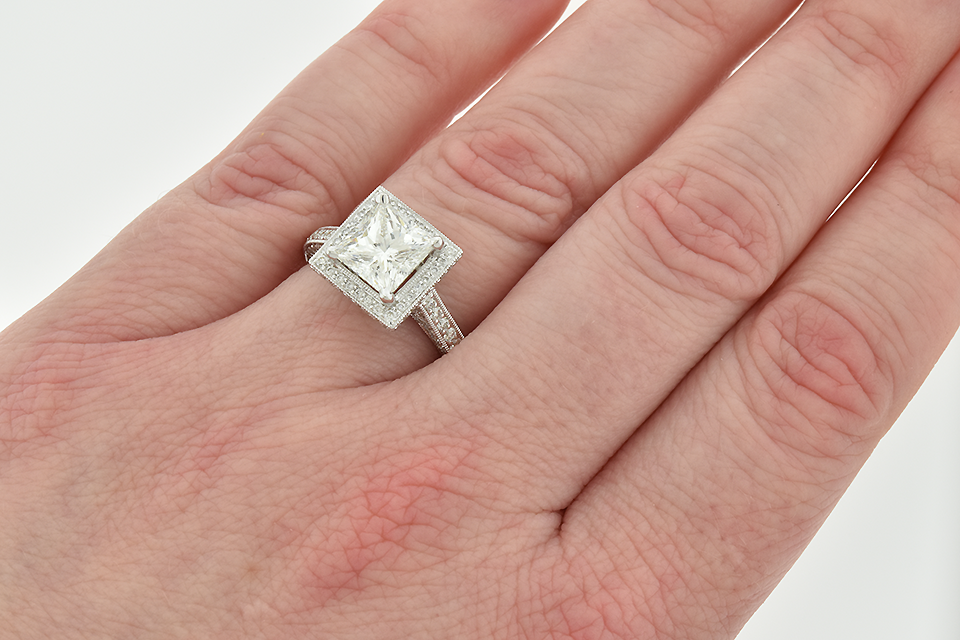 Item #6660 Impressive 2.01 Carat Princess Cut Diamond Engagement Ring