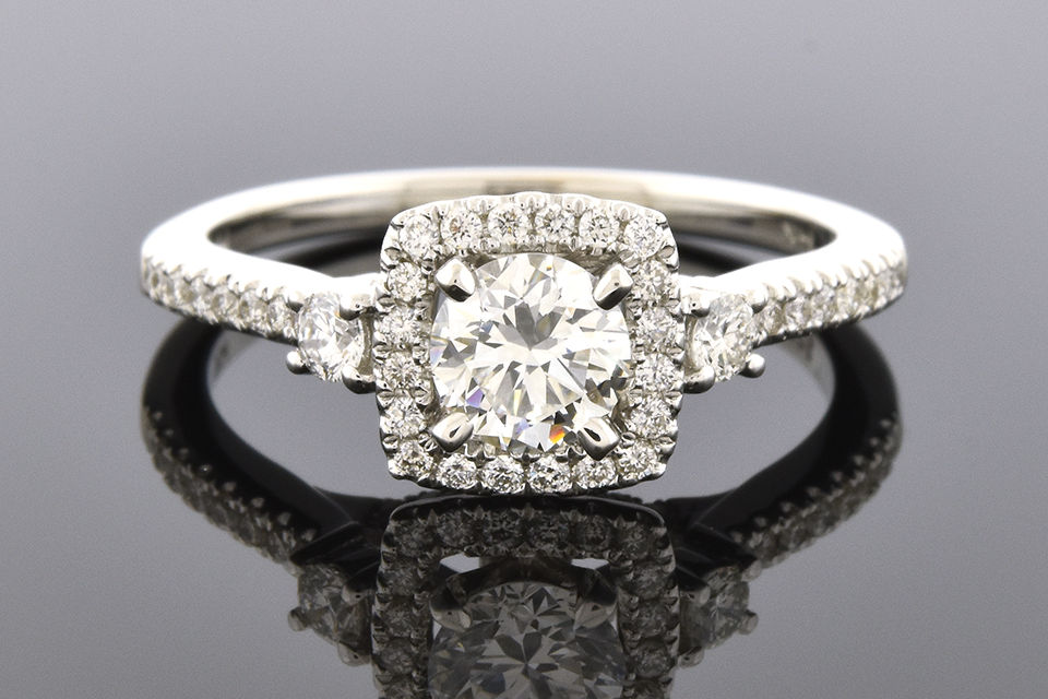 Item #6309 Square Diamond Halo Engagement Ring 6309