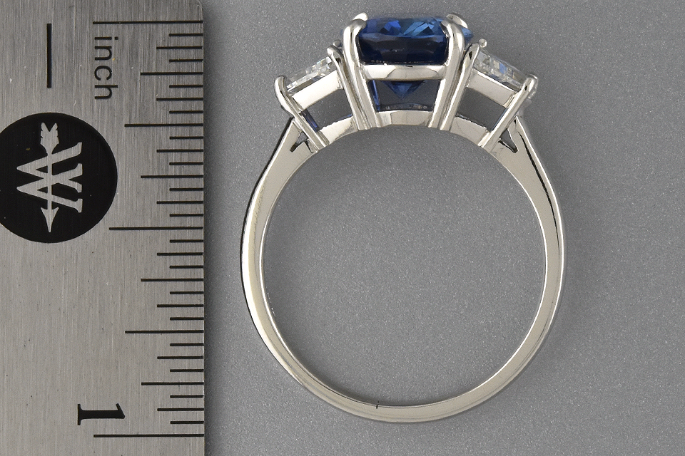 Handmade Ceylon Sapphire and Diamond Three Stone Ring