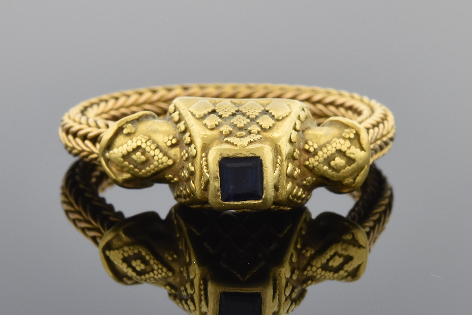 Item #2512 Luna Felix Pyramid Ring with Granulation Details 2512