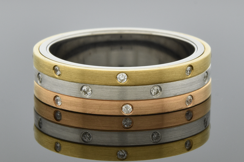Item #2530 Tri-Tone Kinetics Diamond Band 2530