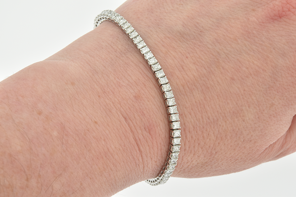 Item #6814 Princess Cut Diamond Line Bracelet