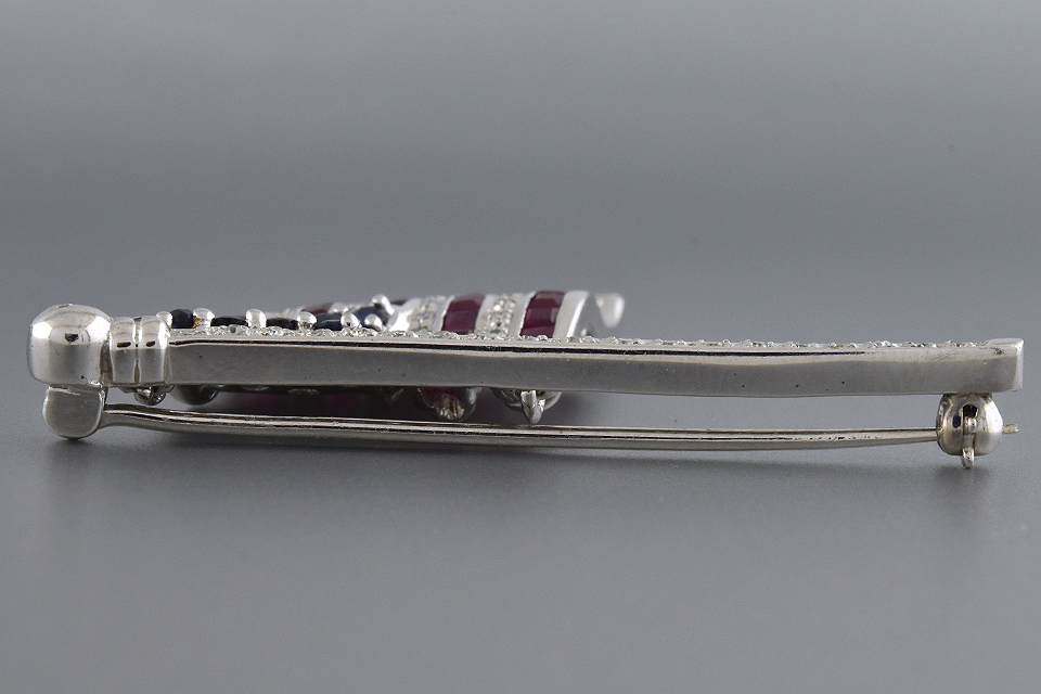 Ruby Diamond and Sapphire Flag Pin