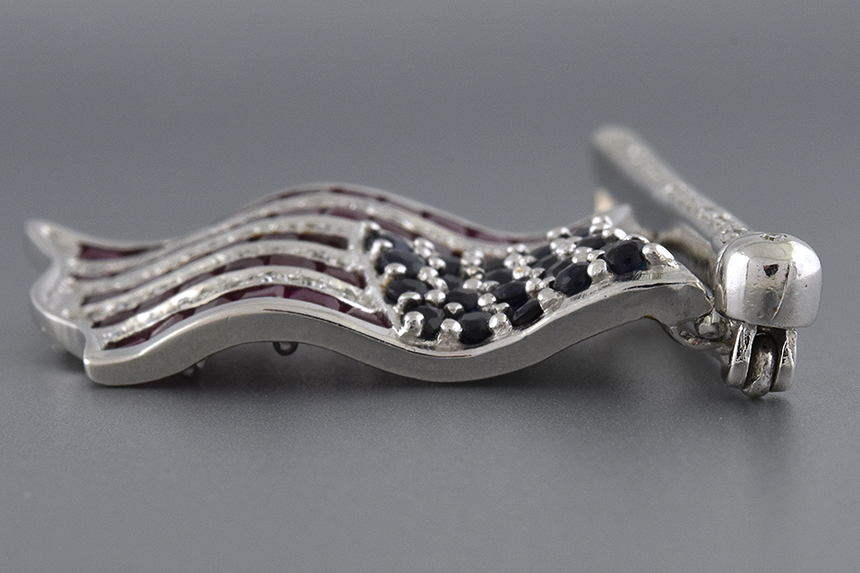 Ruby Diamond and Sapphire Flag Pin
