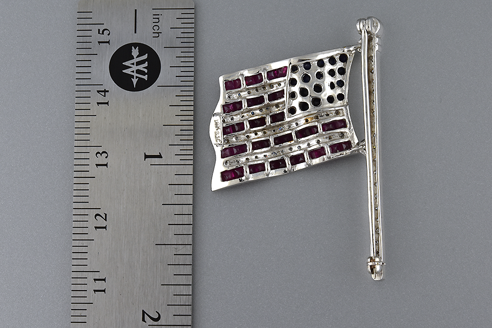 Ruby Diamond and Sapphire Flag Pin