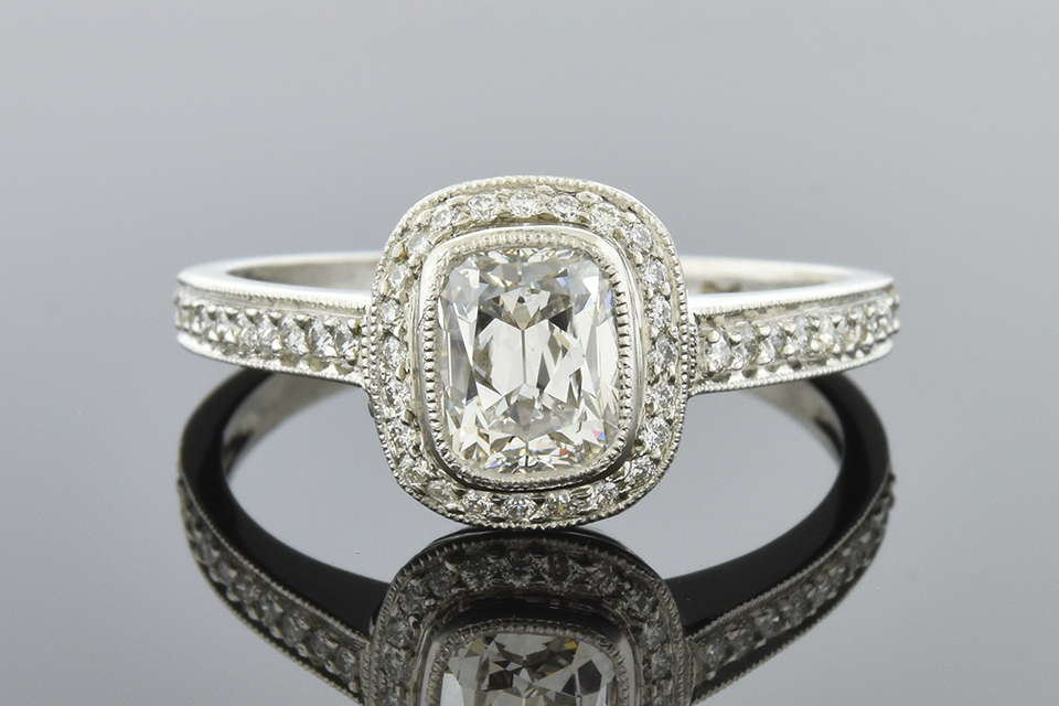 Item #5420 Bezel Set Cushion Diamond Ring 5420