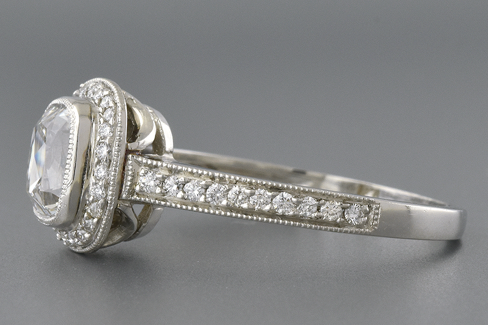 Bezel Set Cushion Cut Diamond Engagement Ring
