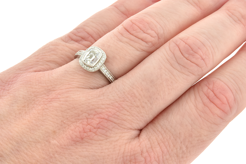 Bezel Set Cushion Cut Diamond Engagement Ring