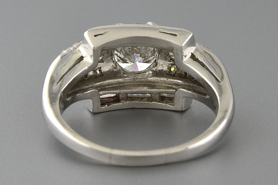 Item #4697 Baguette Framed Round Diamond Ring