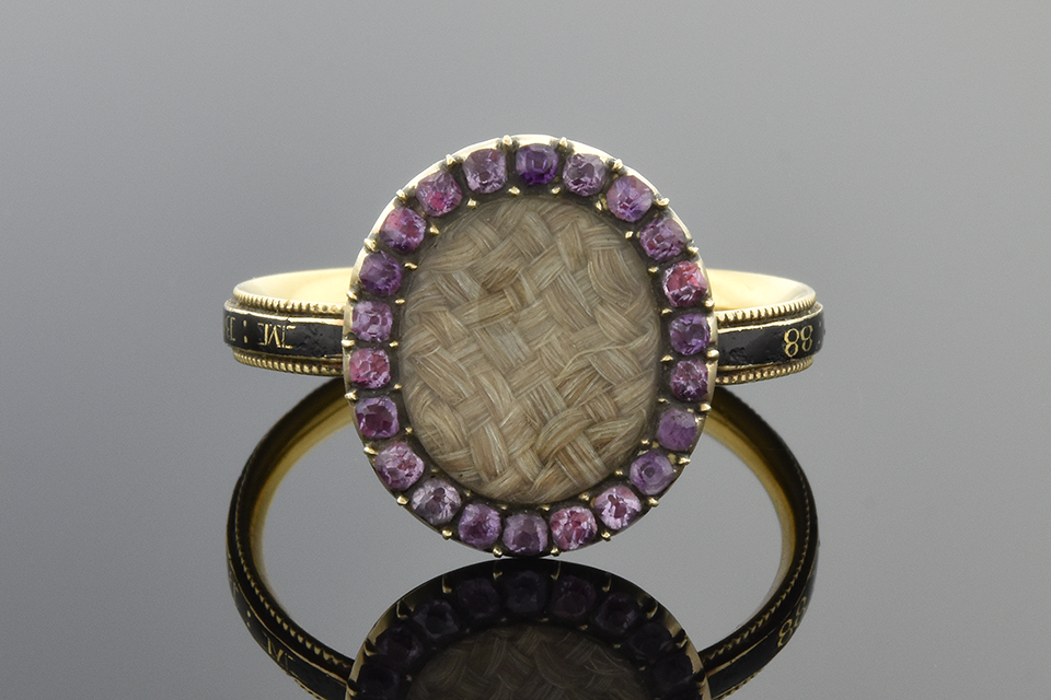 Item #4307 Hair Ring with Gemstone and Enamel 4307