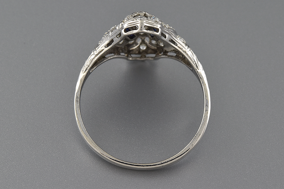Navette Shaped Sapphire and Diamond Ring
