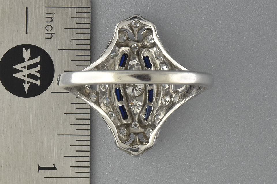 Navette Shaped Sapphire and Diamond Ring
