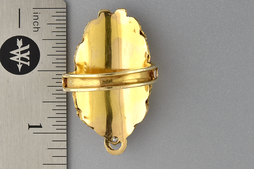 Tri Tone Gold Leaf Coral Cameo Ring