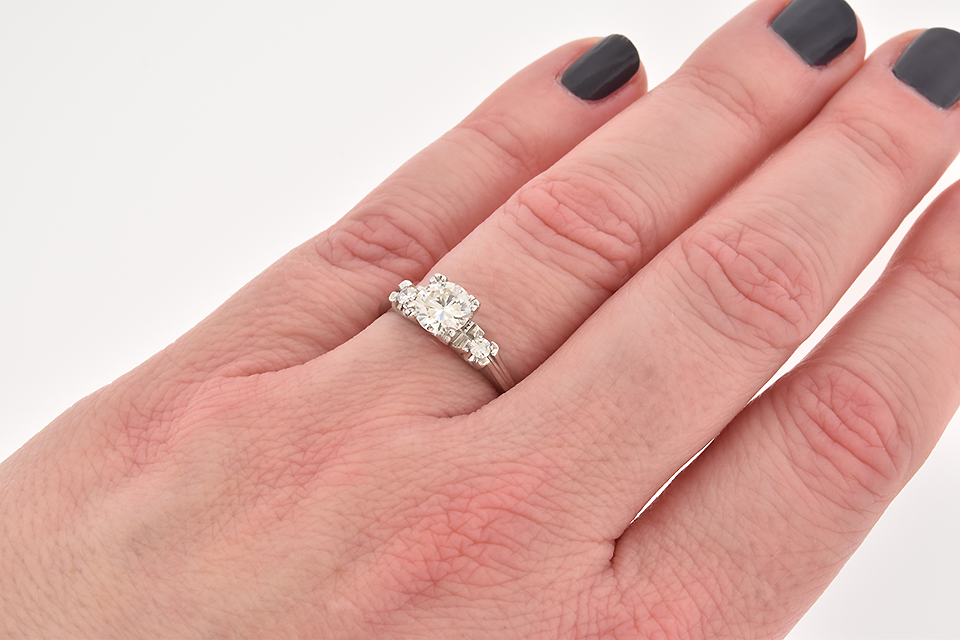 Simple Line Diamond Engagement Ring