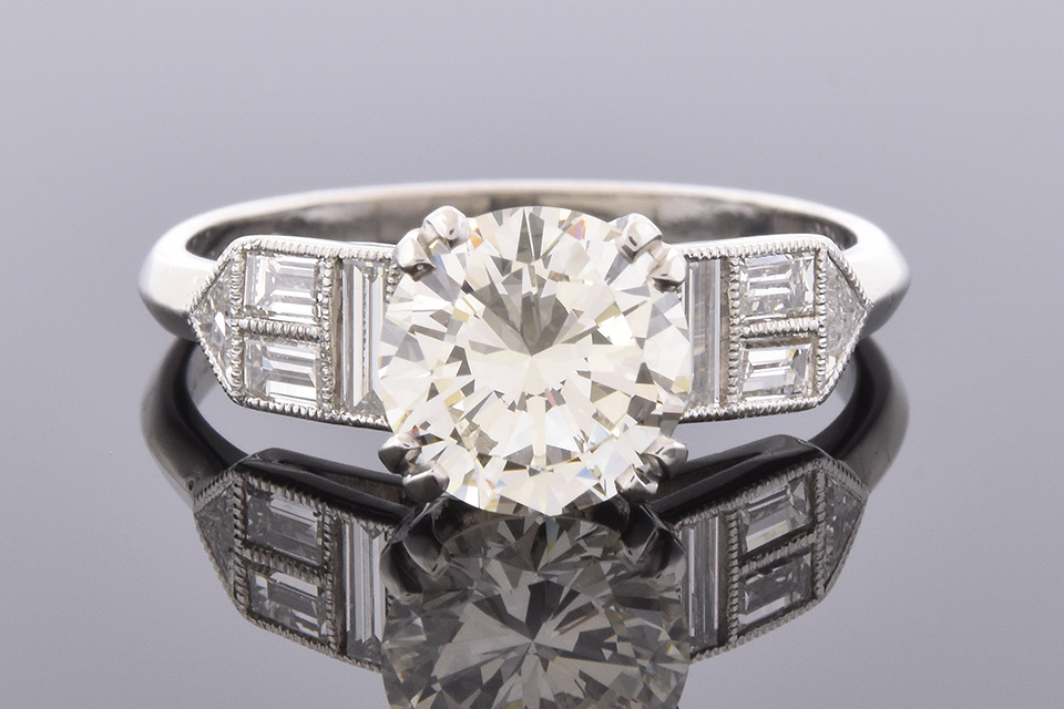 Item #4782 Engagement Ring With Unusual Accent Diamonds 4782