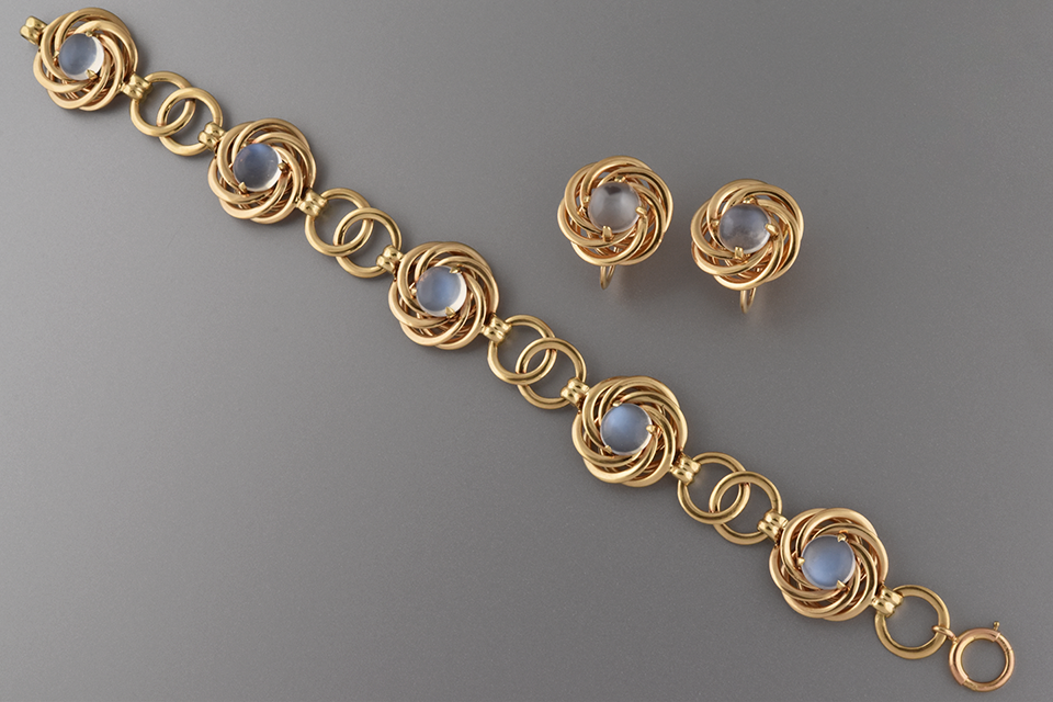 Moonstone Bracelet & Earring Suite by F&F Felger