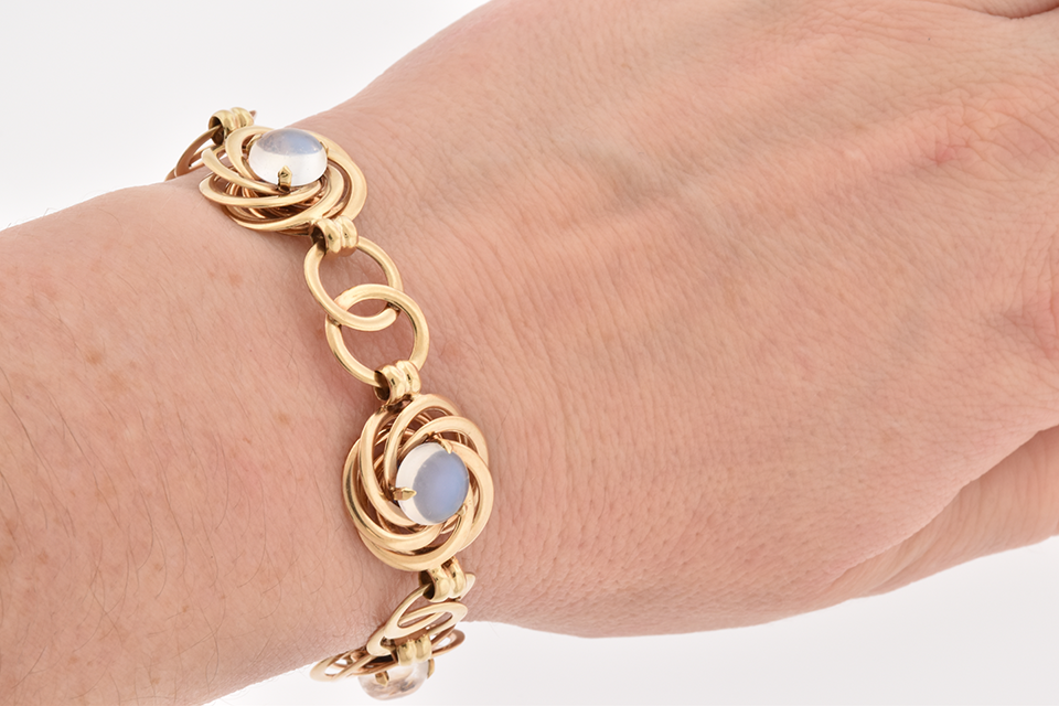 Moonstone Bracelet & Earring Suite by F&F Felger