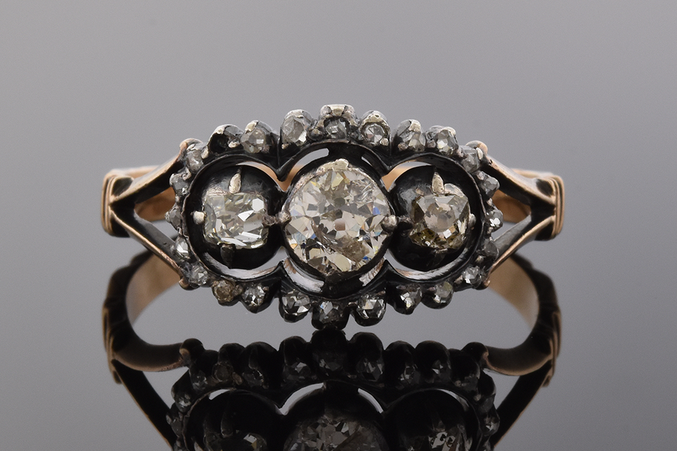 Item #5417 Mid-Victorian Three Stone Diamond Ring 5417
