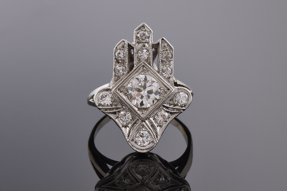 Item #6959 Unique Design Art Deco Diamond Ring 6959