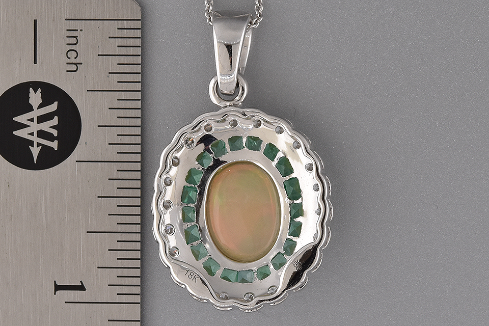 Vivid Opal Emerald and Diamond Necklace by Beverley K.