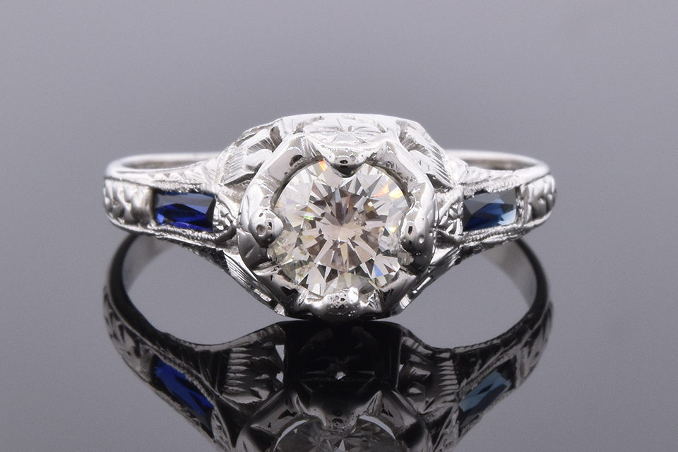 Item #4310 Art Deco Ring with French Cut Sapphires 4310