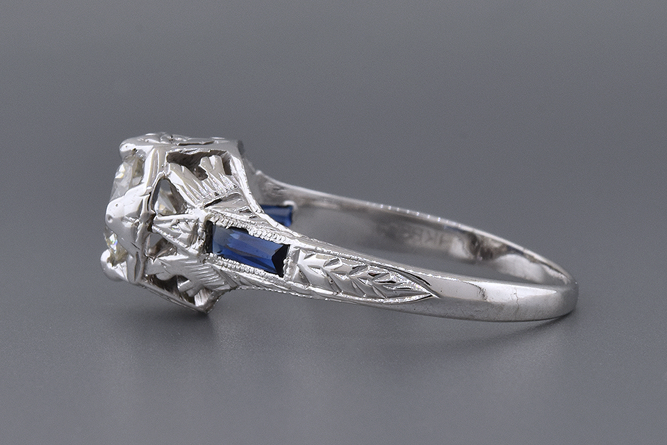 Art Deco Ring with French Cut Sapphires