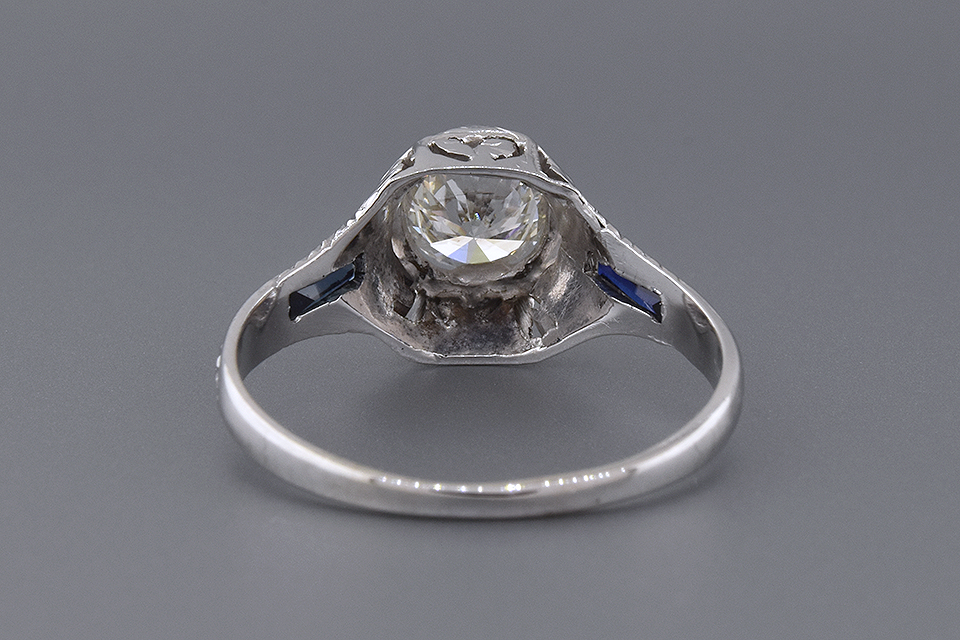 Art Deco Ring with French Cut Sapphires