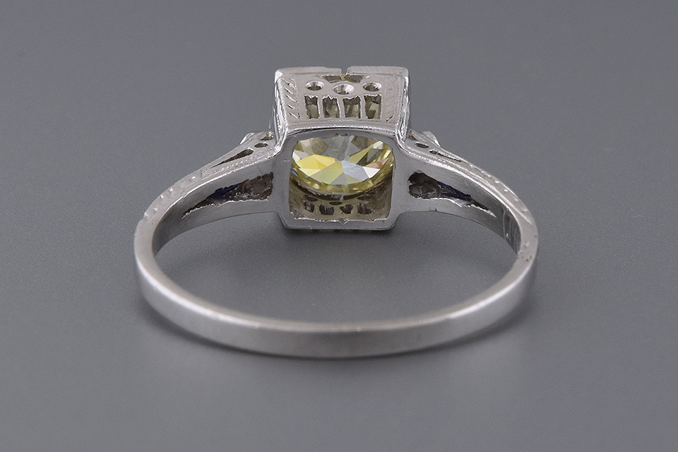 Art Deco Sapphire Trim Engagement Ring