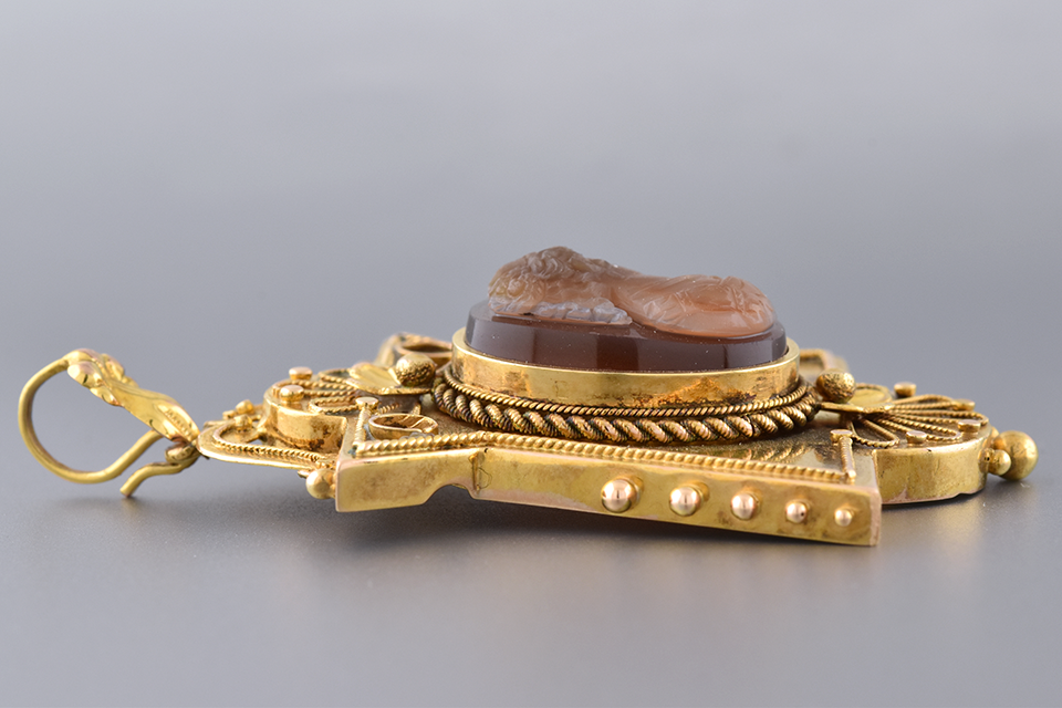 Item #1507 Ornate Glass Cameo Pendant